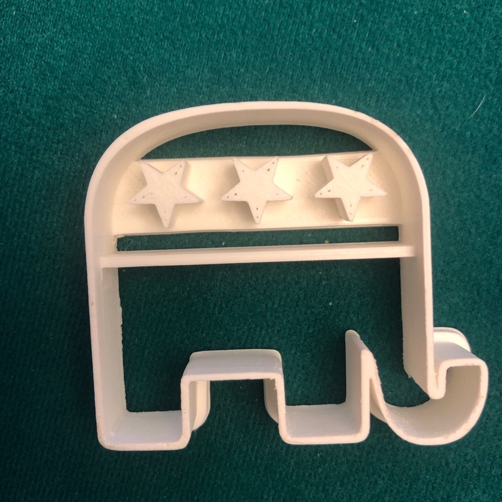 Embossed GOP Republican elephant cookie Cutter 1.75” in size made of Plastic